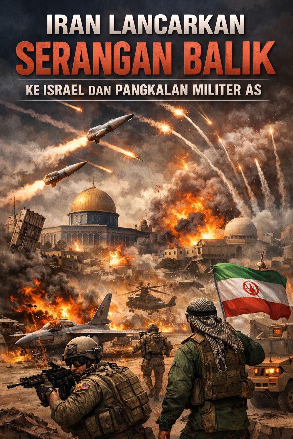 Serangan Balik Iran Hantam Israel dan Pangkalan Militer AS