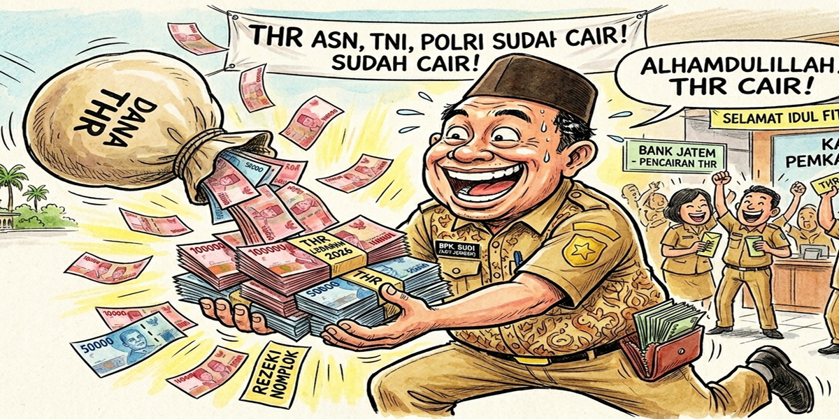 Ilustrasi AI ASN menerima uang THR