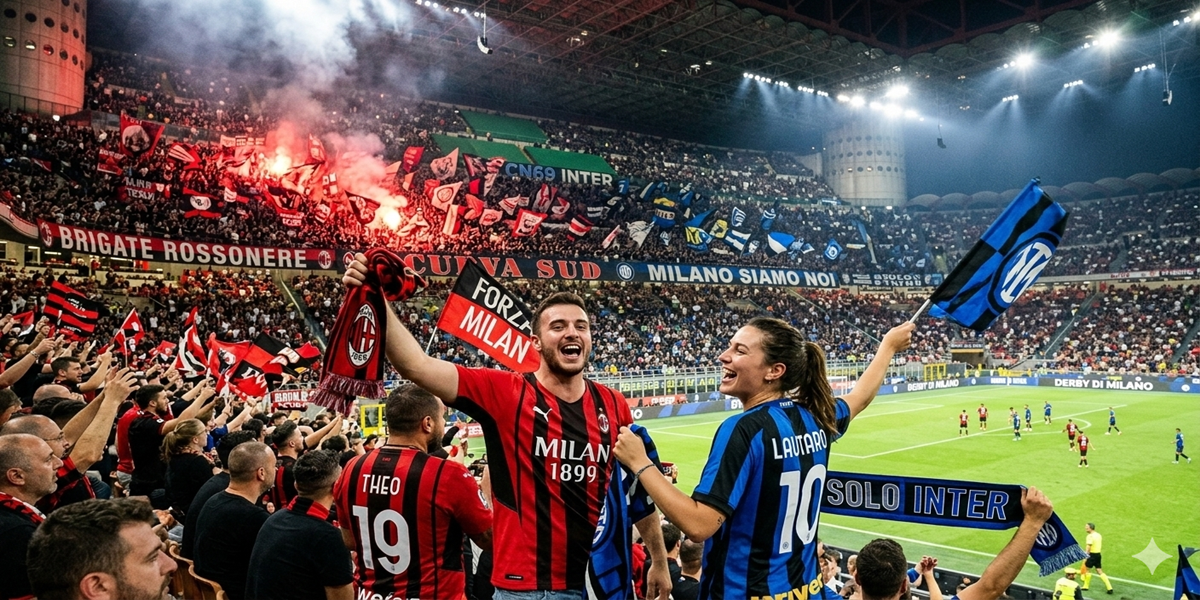 Ini Sejarah Panjang AC Milan dan Inter Milan, Derby della Madonnina: Sejarah Persaudaraan yang Terbelah di Kota Milan. (AI)