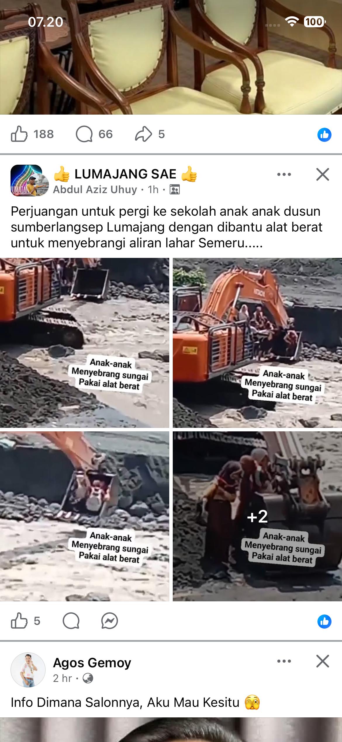 Tangkap layar kondisi siswa yang diangkut menggunakan bego