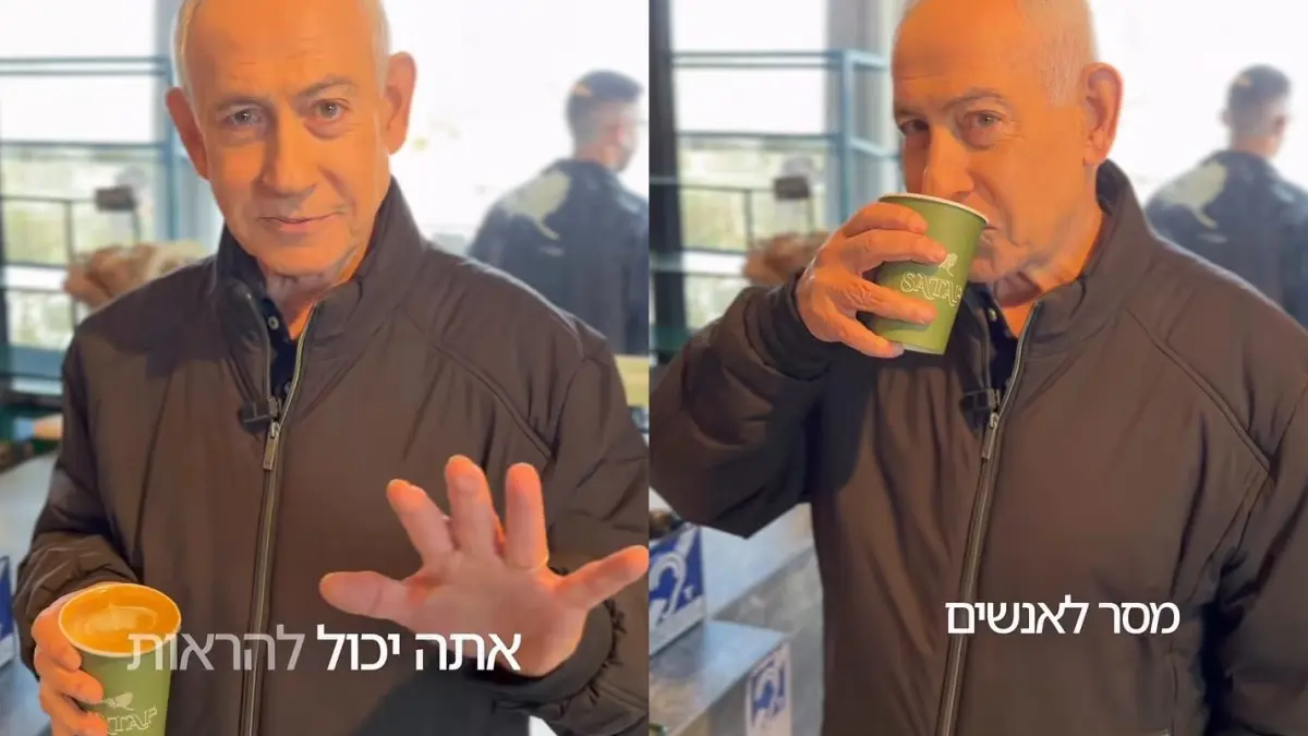 Video Perdana Menteri Israel, Benjamin Netanyahu, tengah asyik ngopi di kafe bantah isu tewas dalam serangan Iran. (instagram/b.netanyahu)