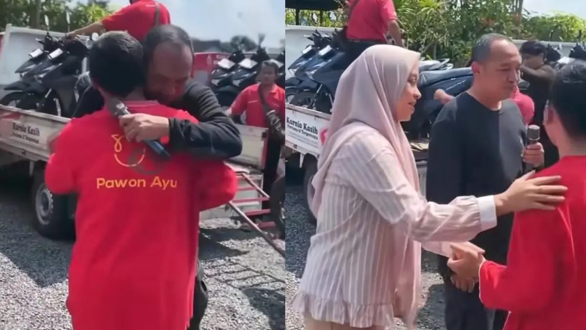 Momen bos resto di Sukoharjo, Jawa Tengah, bagikan 29 unit motor untuk para karyawannya sebagai THR. (instagram/tuturmediadigital)