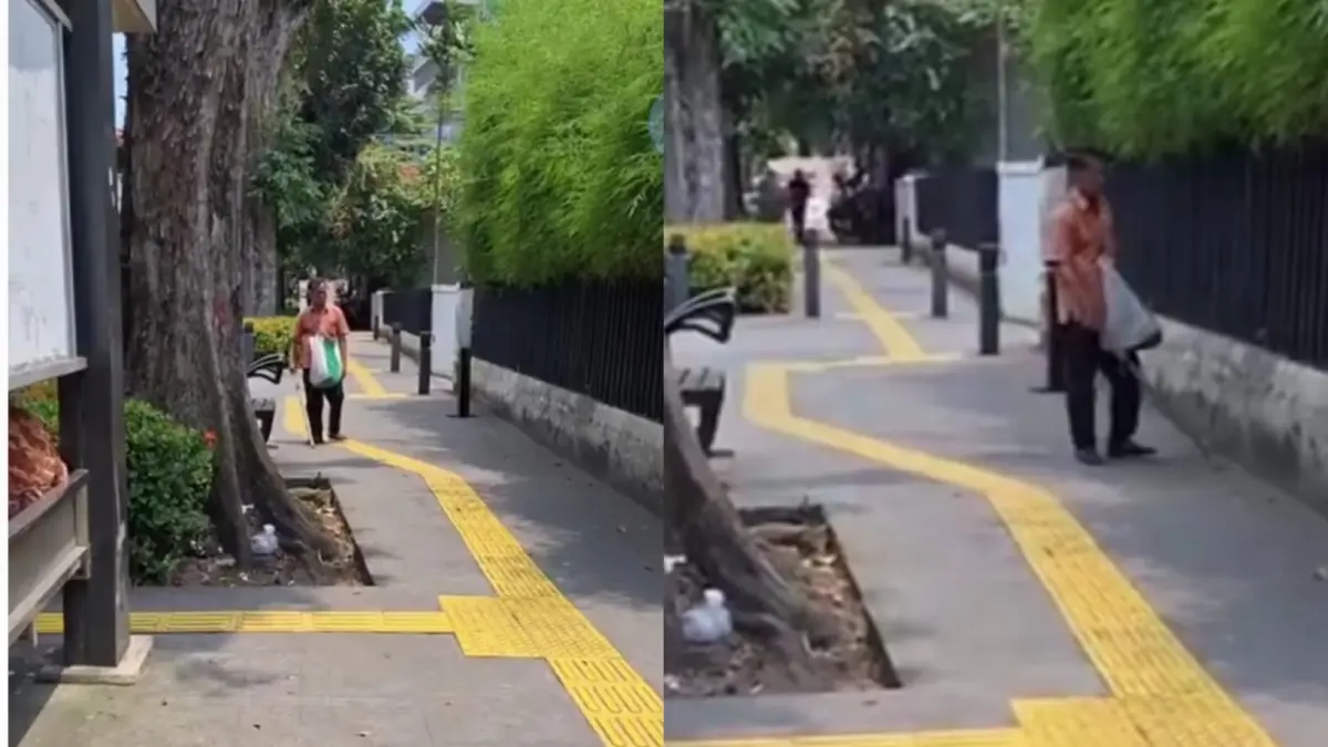 Viral jalur guiding block berkelok di Jakarta Pusat. (Instagram/ragamcerita.id)
