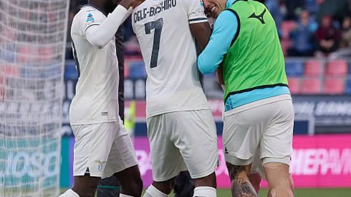 Pemain Lazio saat selebrasi gol