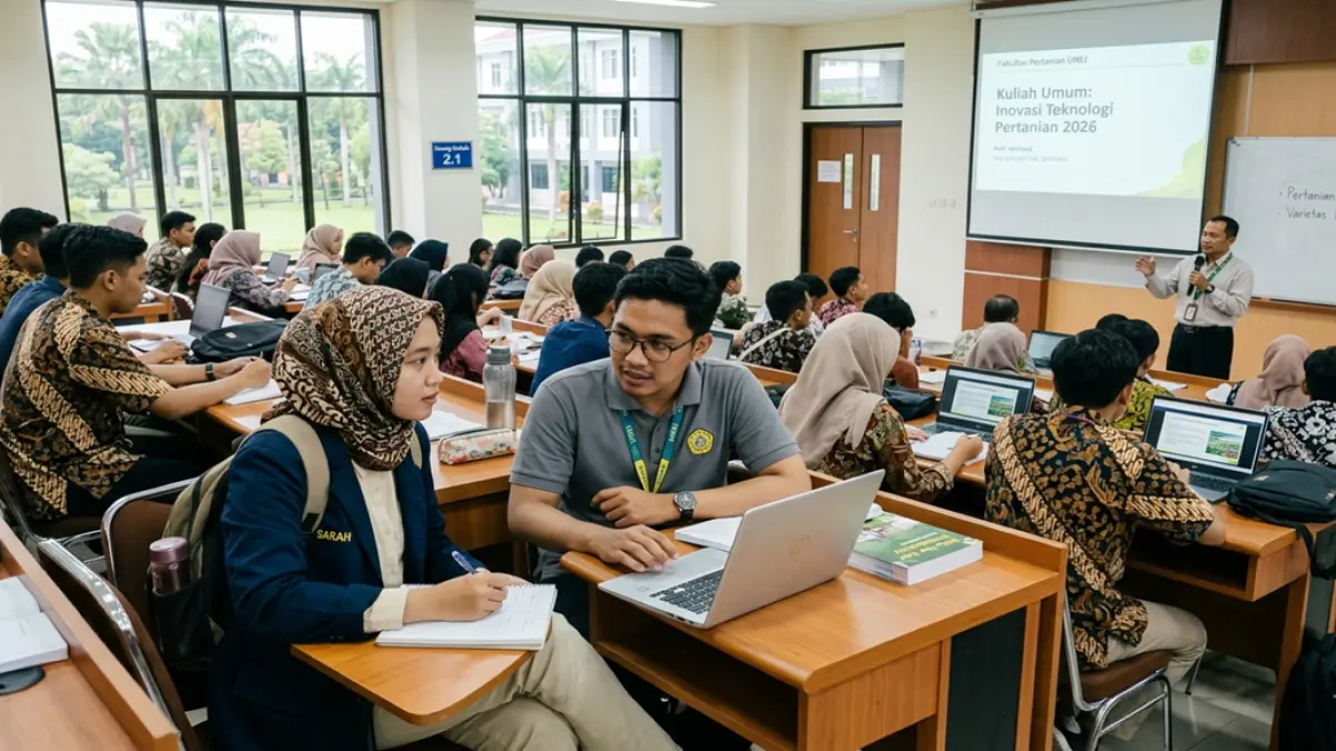 Ilustrasi mahasiswa kuliah (AI)