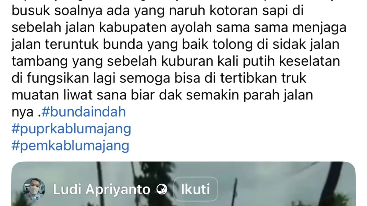 Tangkap layar kondisi jalan rusak di Lumajang