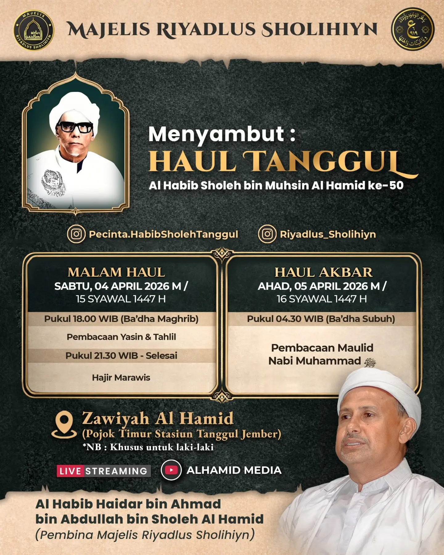 Ini Link Live Streaming Channel Youtube Haul Habib Sholeh Tanggul 2026