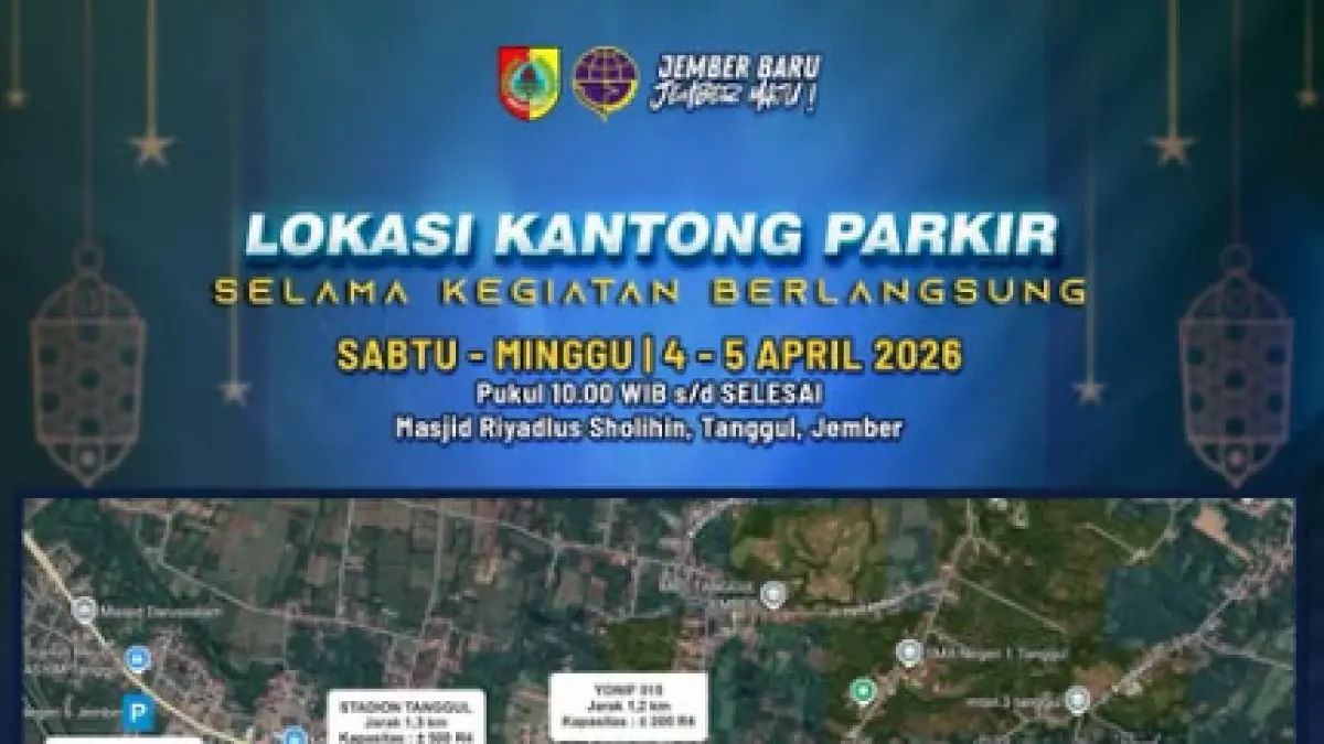 Rekomendasi lokasi parkir bagi peziarah di Haul Habib Sholeh Tanggul 2026 oleh Dinas Perhubungan Jember, (IG DISHUB JEMBER)