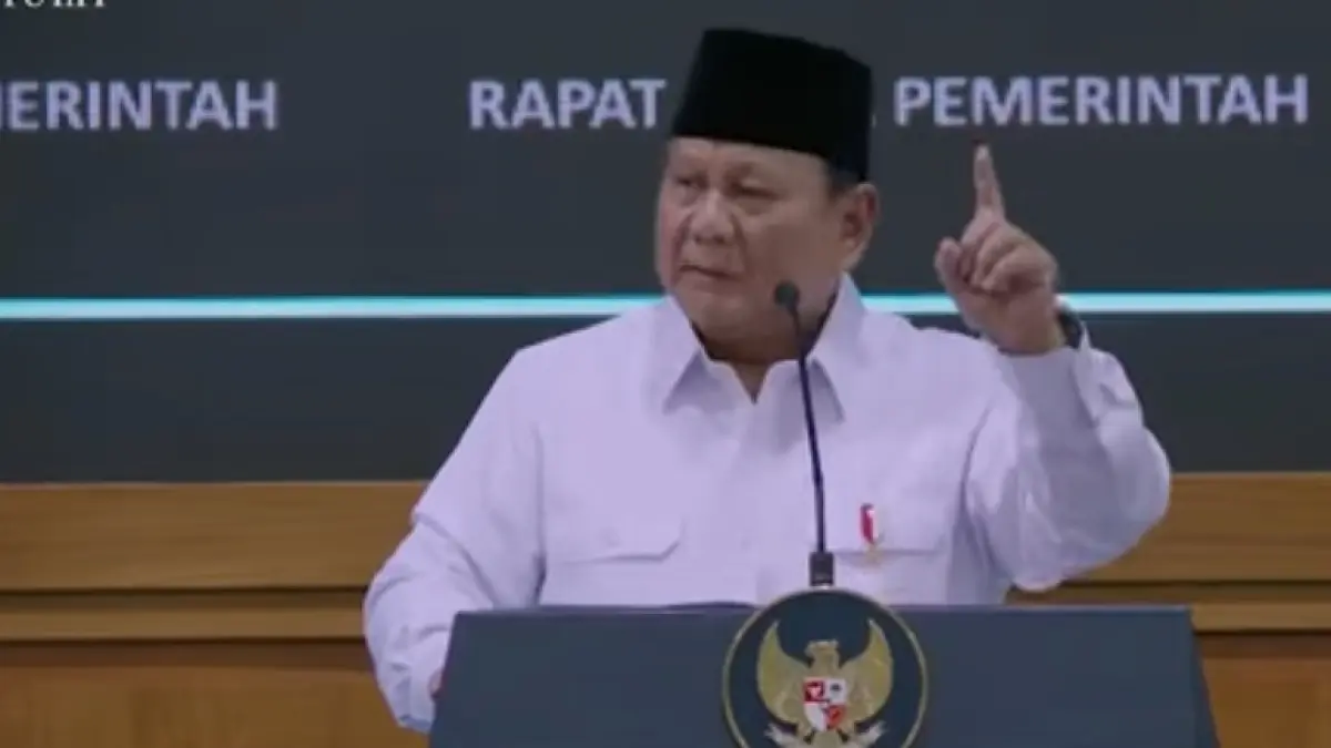 Presiden Prabowo saat Rapat Kerja Pemerintah bersama Anggota Kabinet Merah Putih di Istana Negara, Rabu (8/4/2026). (Dok. Setpres RI)