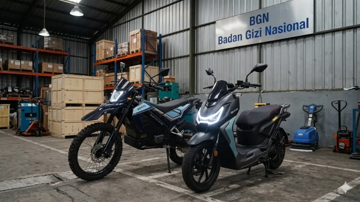 Ilustrasi motor listrik Emmo yang bakal jadi armada Badan Gizi Nasional. Kini, jenama tersebut jadi sorotan KPK karena kejanggalan pengadaannya. (foto: diolah dengan AI)