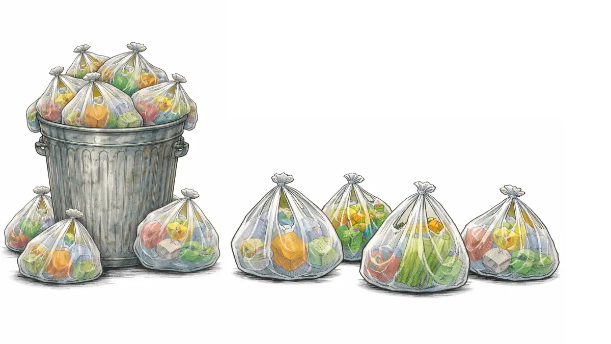 Ilustrasi limbah kantong plastik. (foto: AI) 