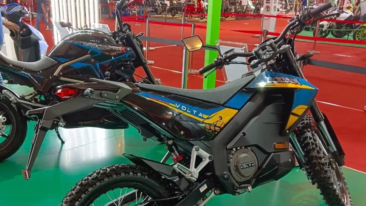 Motor listrik jenis adventure, Volta Godam, dipamerkan dalam ajang Indonesia International Motor Show (IIMS) 2022 silam. (doc. trialgame.id) 