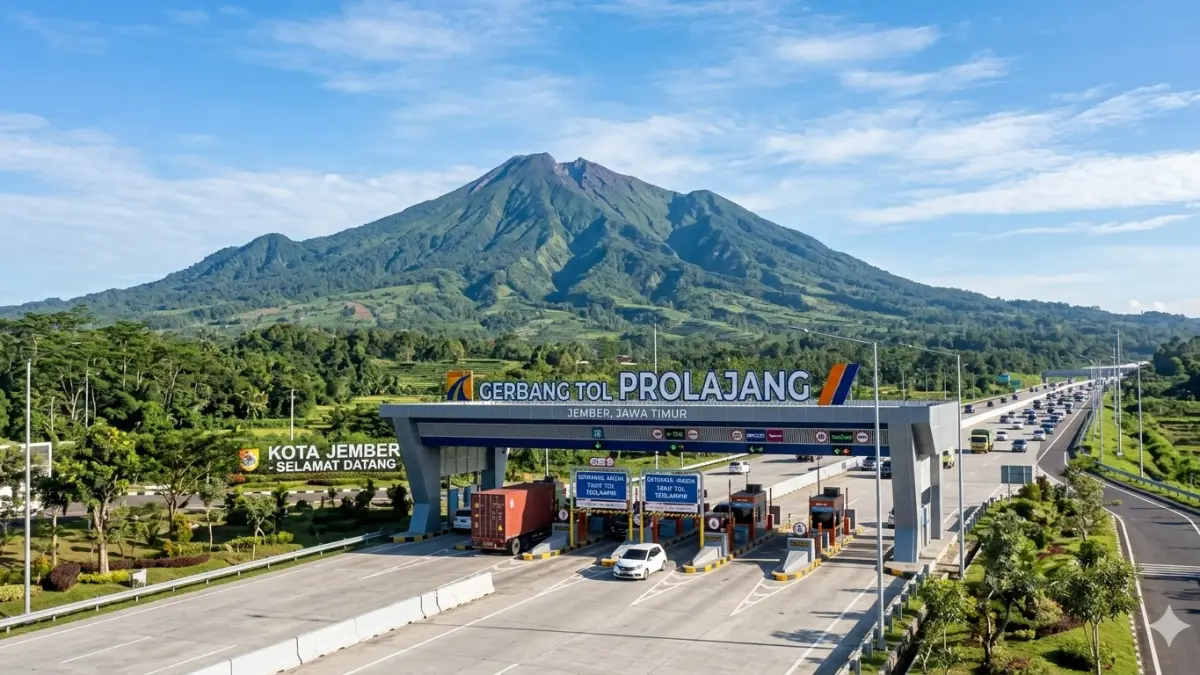 ilustrasi gerbang tol prolajang lumajang probolinggo (ILUSTRASI AI)