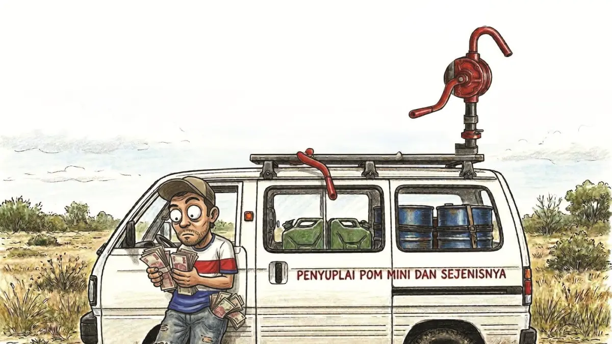 Ilustrasi mobil penimbun BBM. (foto: AI)