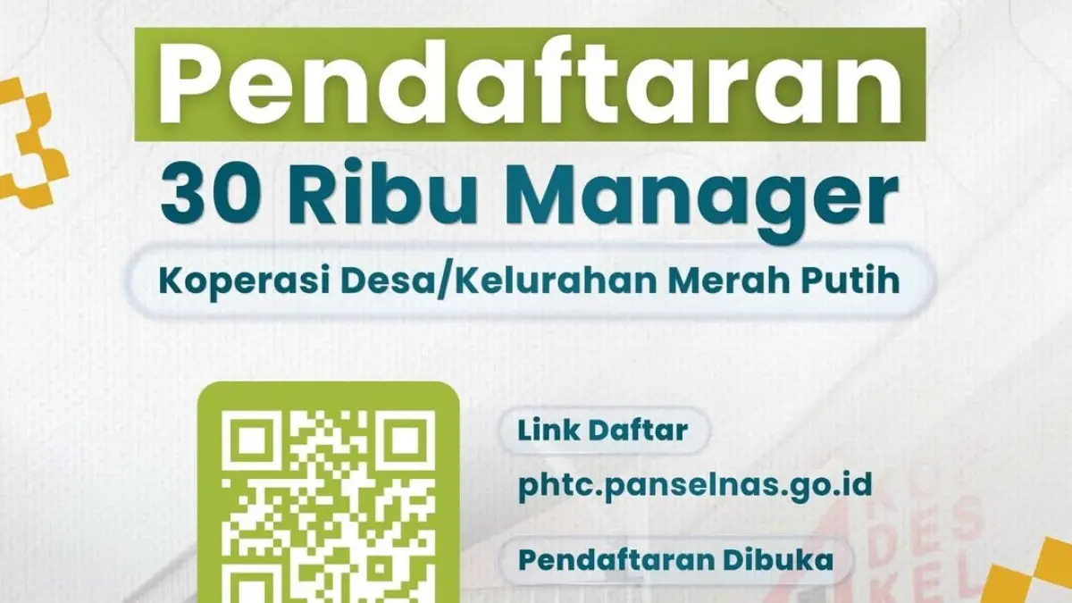 Informasi rekrutmen 30 rubu manager Koperasi Desa/Kelurahan Merah Putih (KDKMP). (Instagram/kemenkop)