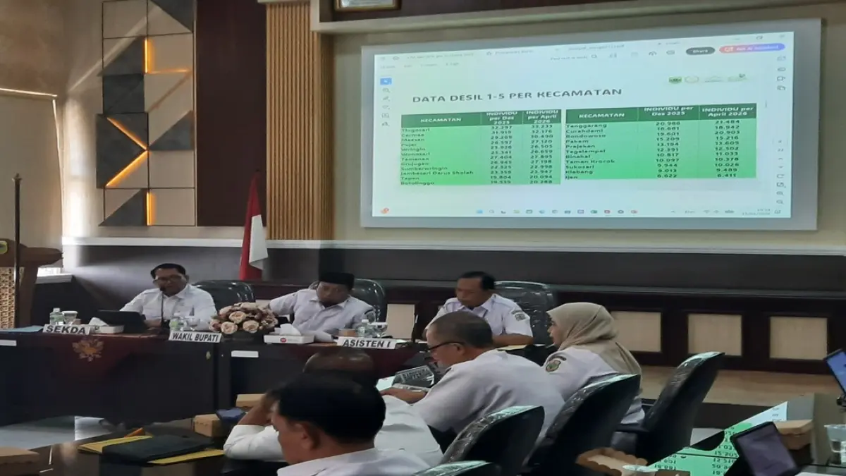 MENGIKUTI: Sejumlah pejabat Bondowoso saat menggelar rapat capaian kinerja, kemarin (15/4). (FAQIH HUMAINI)