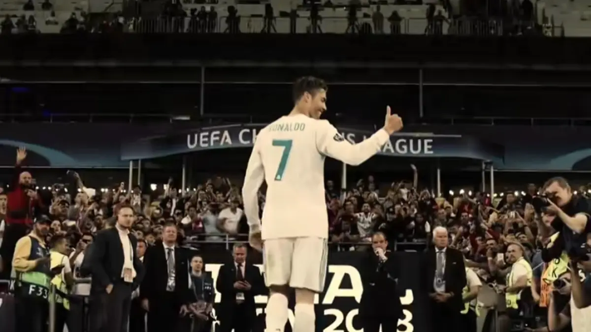 Cristiano Ronaldo saat pertandingan terakhir membela Real Madrid di Final Liga Champions di Kyiv pada 2018. (UCL 2018)