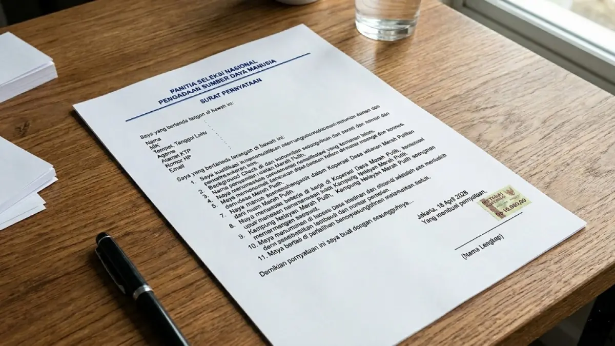 Ilustrasi surat pernyataan pendaftar manajer KDMP2026. (foto diolah dengan AI)