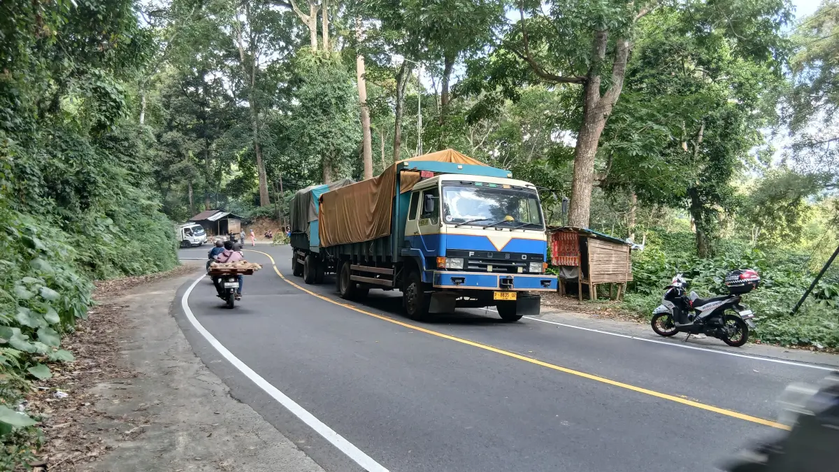 TROBEL DIGUMITIR: Truk gandeng P 8835 UR muatan pupuk mengalami trobel di jalur Gumitir, Dusun Gumitir, Desa Sidomulyo, Kecamatan Silo. (WIJI)