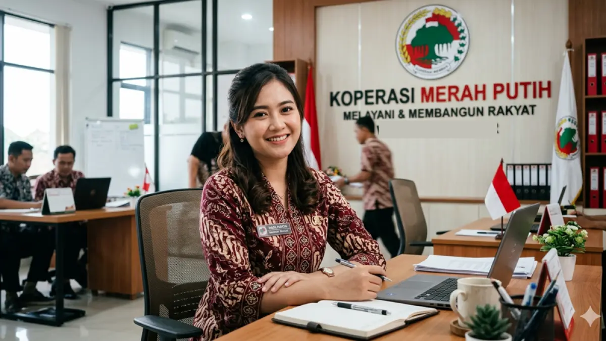 Ilustrasi seorang manajer koperasi merah putih. Manajer Koperasi Merah Putih ditargetkan mengelola operasional strategis desa dengan proyeksi gaji manajerial profesional hingga Rp15 juta di bawah PT Agrinas. (foto diolah dengan AI)