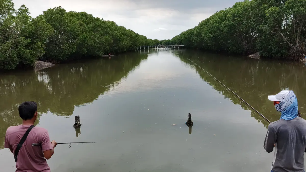 Kelep Getem di Gumukmas Jember, menjadi salah satu spot memancing untuk target beberapa jenis ikan tertentu seperti Tembugu atau ikan Mangrove Jack. (Foto: Maulana/Radar Jember)