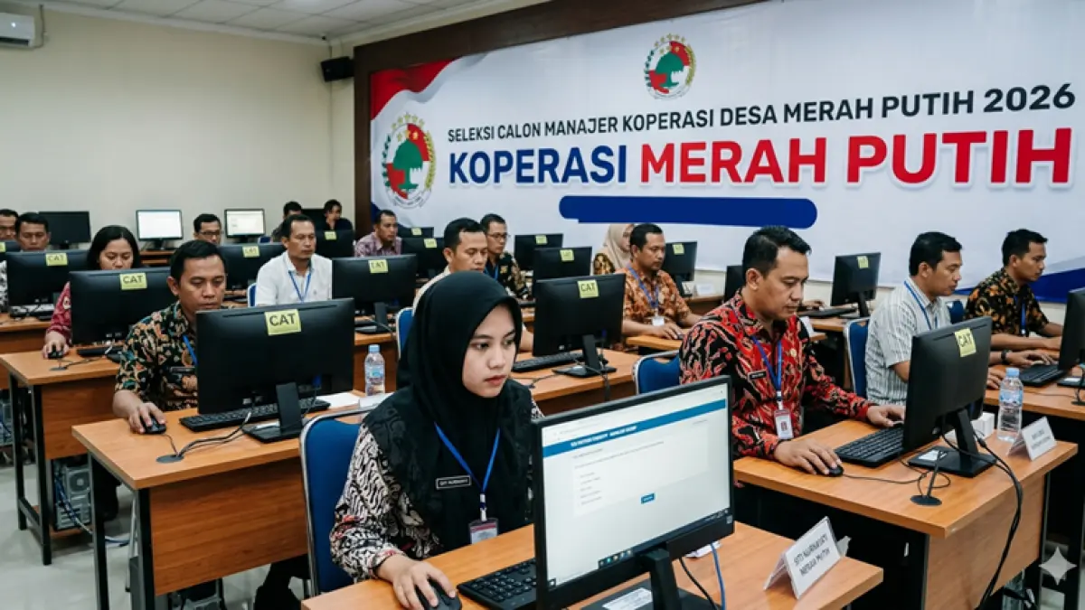 ilustrasi tes CAT seleksi manajer koperasi merah putih. (foto diolah dengan AI)