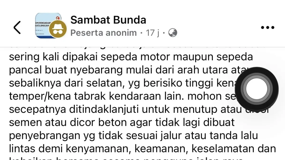 Tangkap layar kondisi sela-sela jalan yang belum ditutup.