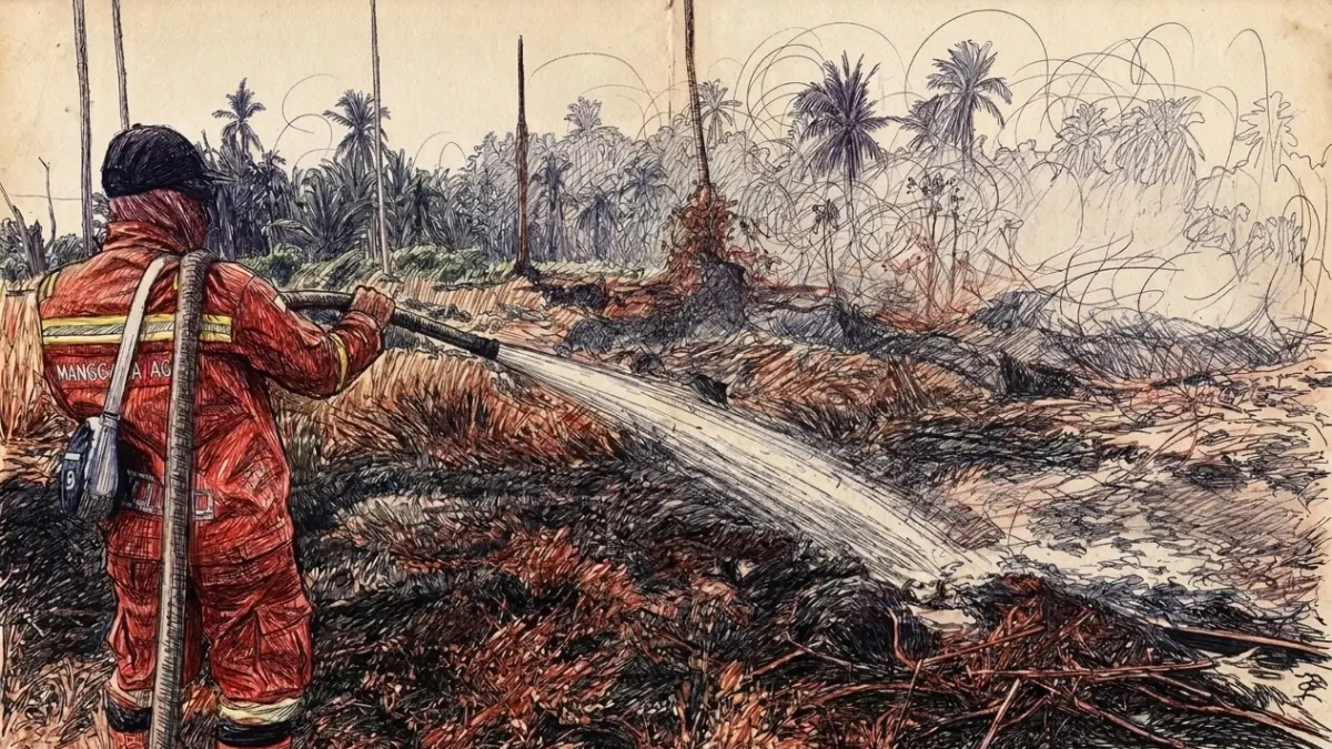 Ilustrasi kebakaran hutan dan lahan.