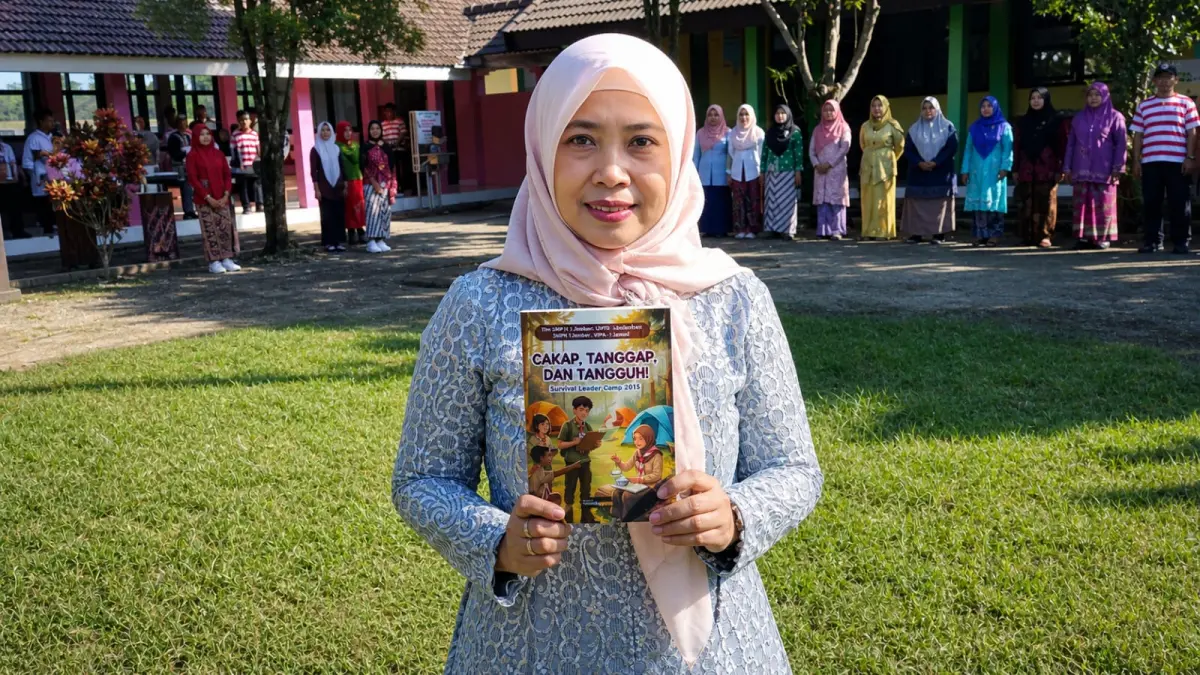 Kepala Sekolah, Ni’matul Khoiroh, menyampaikan bahwa peluncuran buku tersebut merupakan kado istimewa untuk Hardiknas 2026