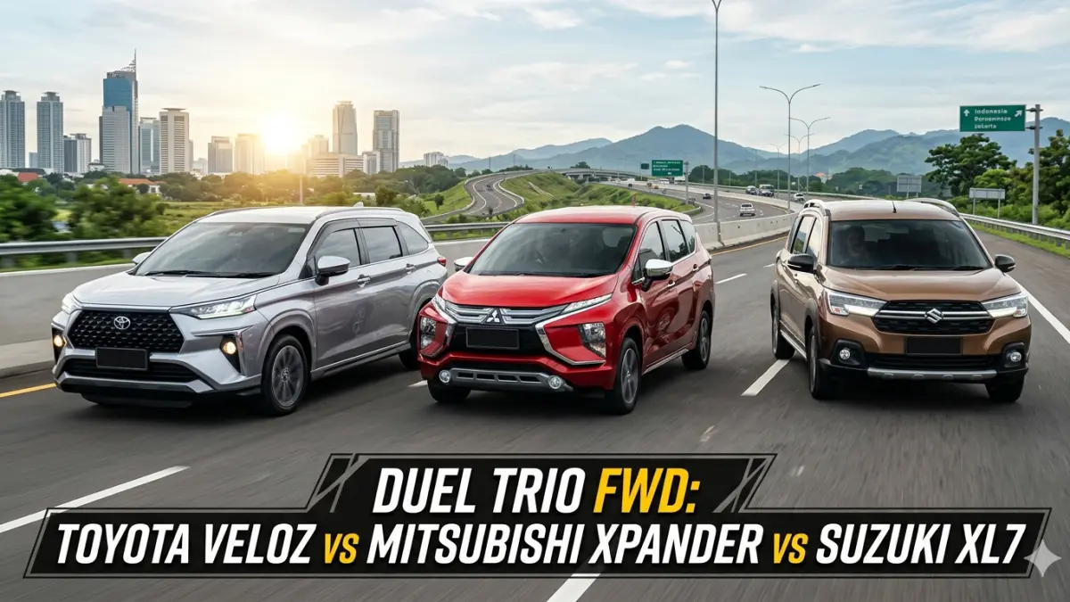 Toyota Veloz, Mitsubishi Xpander dan Suzuki XL7, trio MPV berpenggerak roda depan yang paling banyak ditemui di jalanan Indonesia. (Ilustrasi)