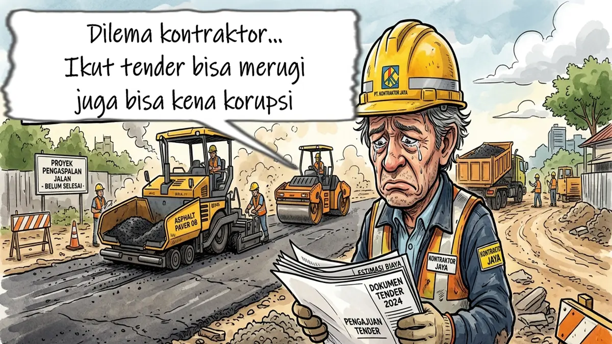 DILEMA KONTRAKTOR: Beberapa cv atau PT kontraktor di Bondowoso merasa dirugikan dengan biaya proyek yang mereka anggap tak masuk akal untuk dikerjakan. (ILUSTRASI AI)