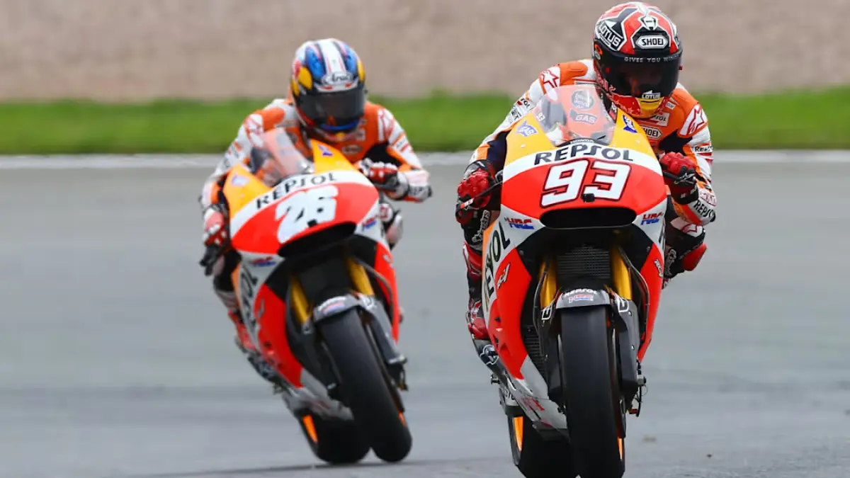 Marc Marquez (93) dan Dani Pedrosa (26) saat membela tim Repsol Honda. (Red Bull)