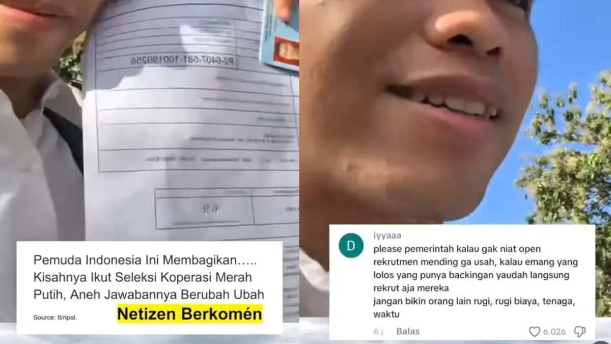 Tangkapan layar video curhatan peserta seleksi Manajer Koperasi Desa Merah Putih.