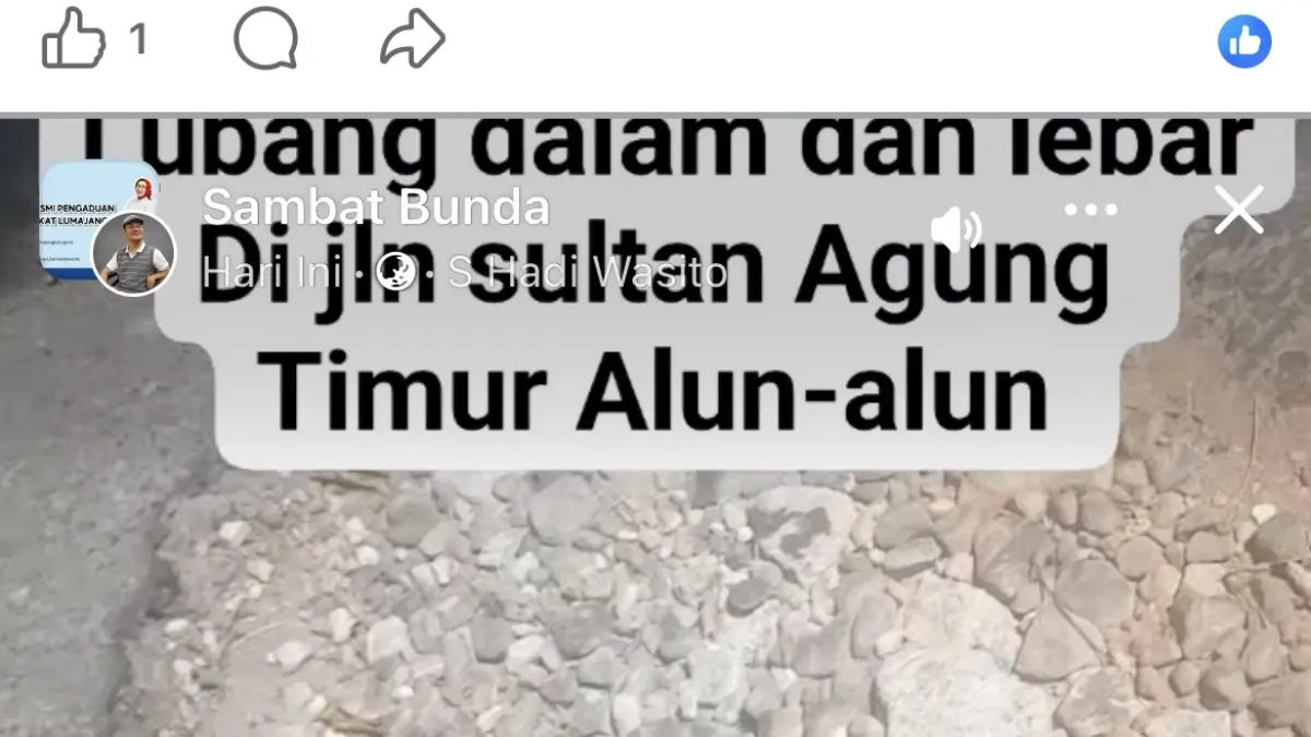 Tangkap layar kondisi jalan berlubang di Lumajang
