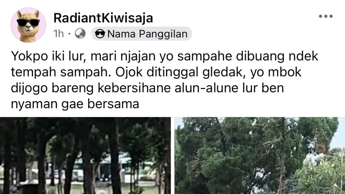 Tangkap layar kondisi Alun-alun Lumajang dipenuhi sampah