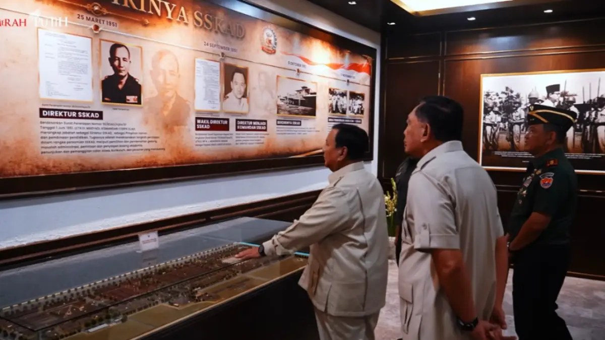 Presiden Prabowo Subianto, di sela-sela meresmikan renovasi Museum dan Perpustakaan Seskoad yang terletak di Kota Bandung, Jawa Barat, Senin (25/5/2026). (Dok. Setpres)
