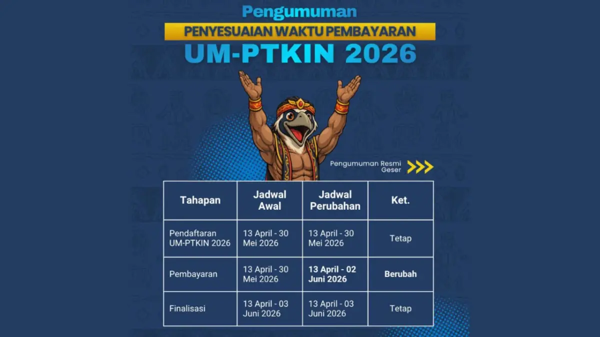 Pengumuman Penyesuaian Waktu Pembayaran UM-PTKIN 2026 (HUMAS PMB PTKIN)