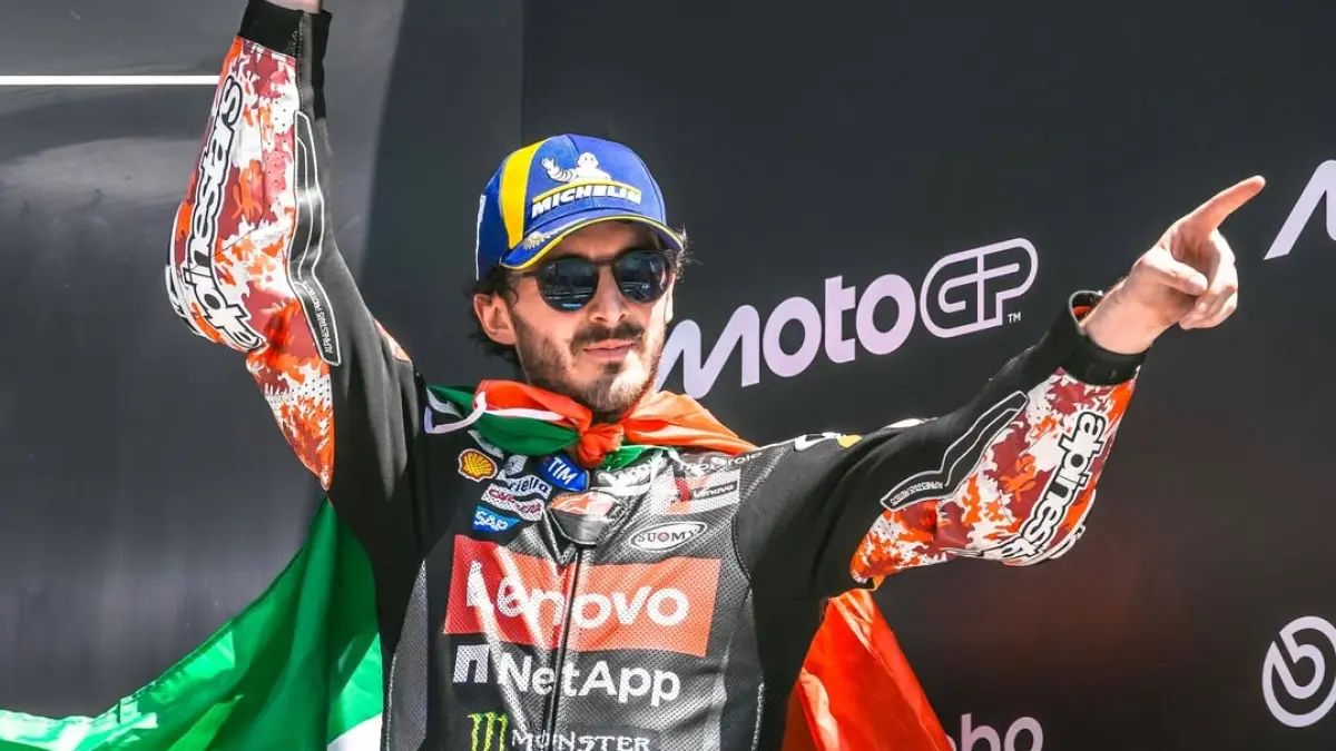 Pecco Bagnaia setelah finish ketiga di Mugello, MotoGP Italia 2026. (IG/ducaticorse)