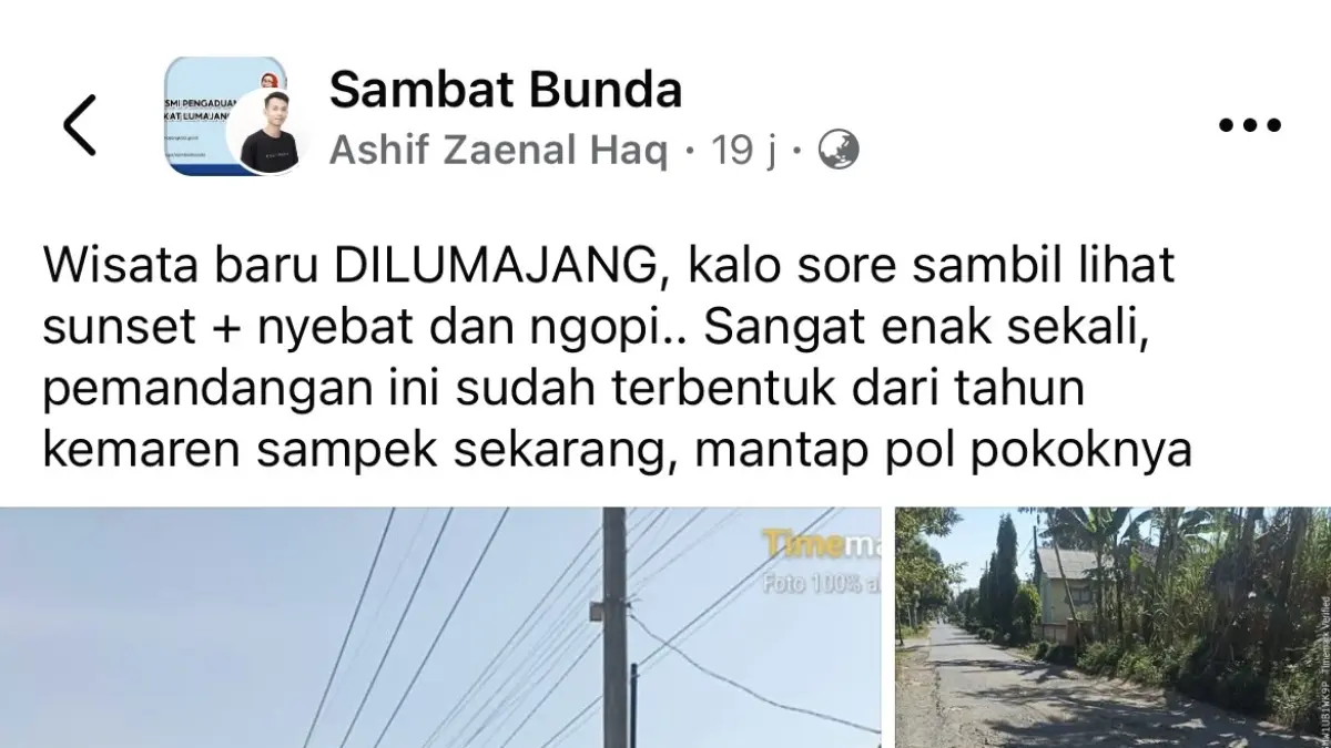 Tangkap layar kondisi jalan rusak di Lumajang