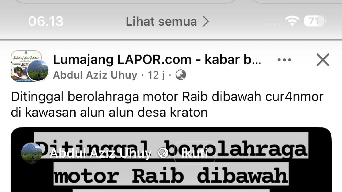 Tangkap layar pelaku pencurian motor terekam CCTV