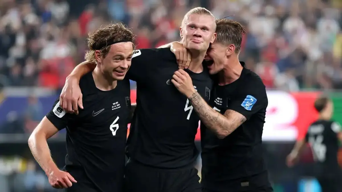 Erling Haaland usai selebrasi bersama Norwegia