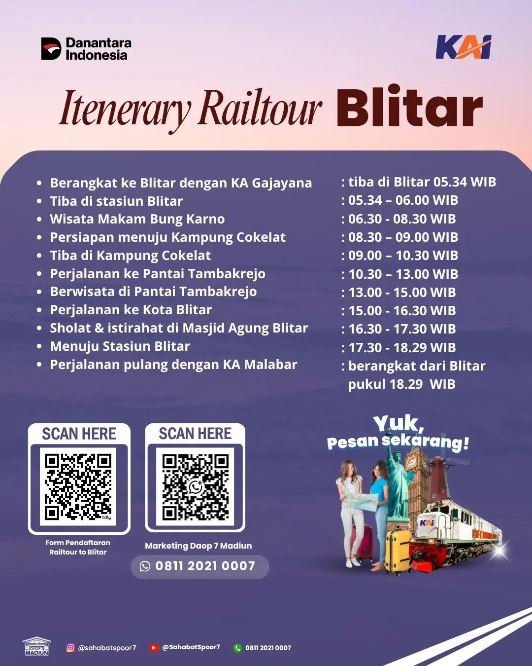 Dorong Pariwisata Daerah, KAI Daop 7 Madiun Buka Open Trip Wisata Tematik "Rail Tour Jawa Timur" ke Blitar
