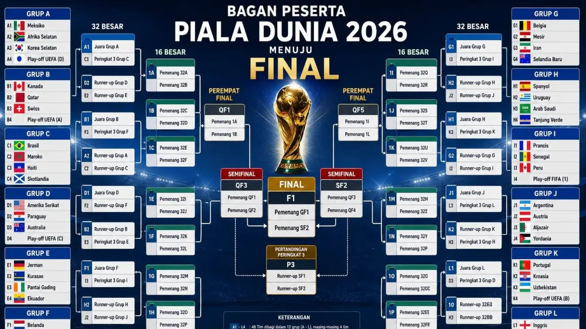 Ini Bagan Terlengkap Piala Dunia 2026 Menuju Laga Final