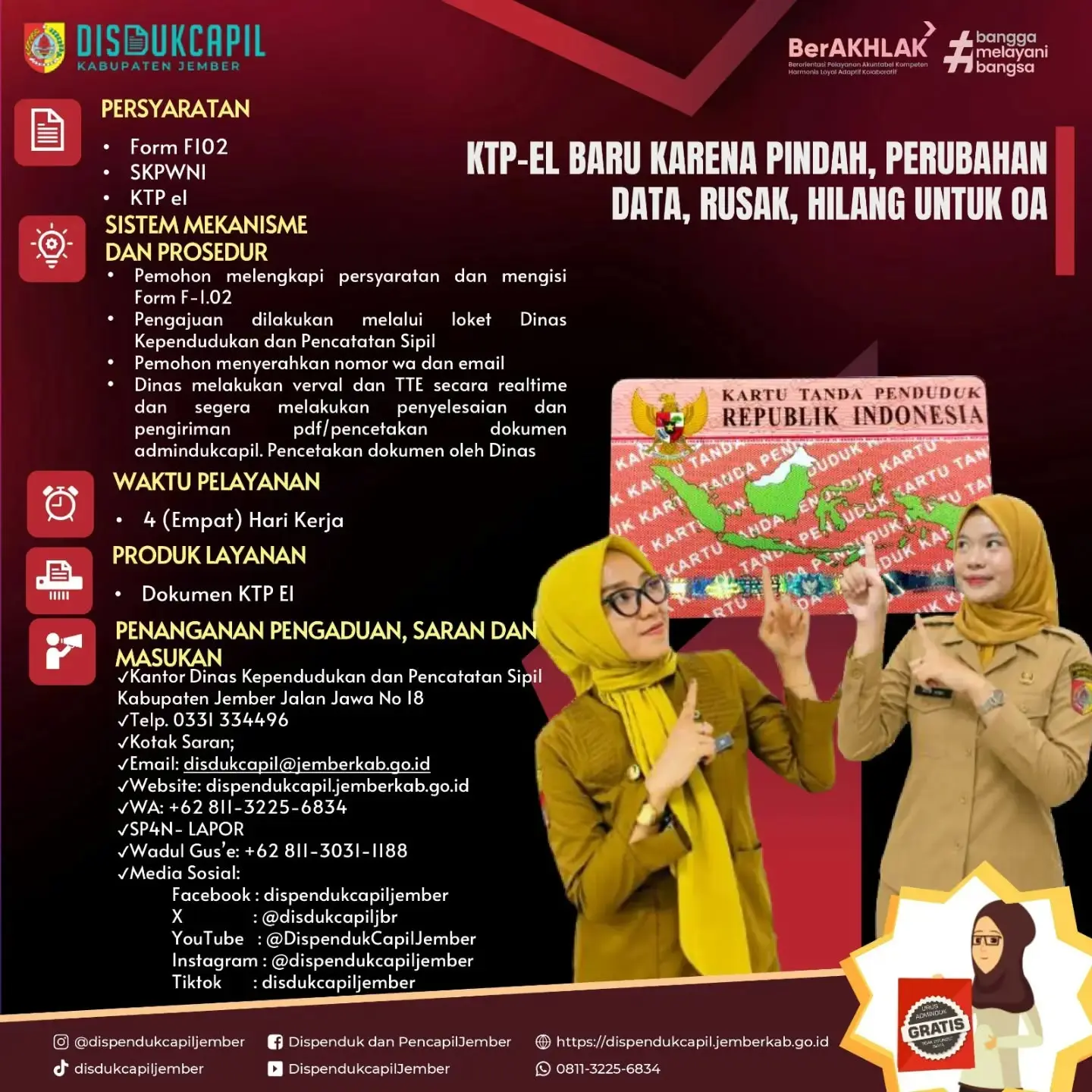 Kabar Gembira Warga Jember! Mengurus KTP-el Baru Karena Pindah, Rusak, hingga Hilang Kini Makin Jelas dan Terstruktur