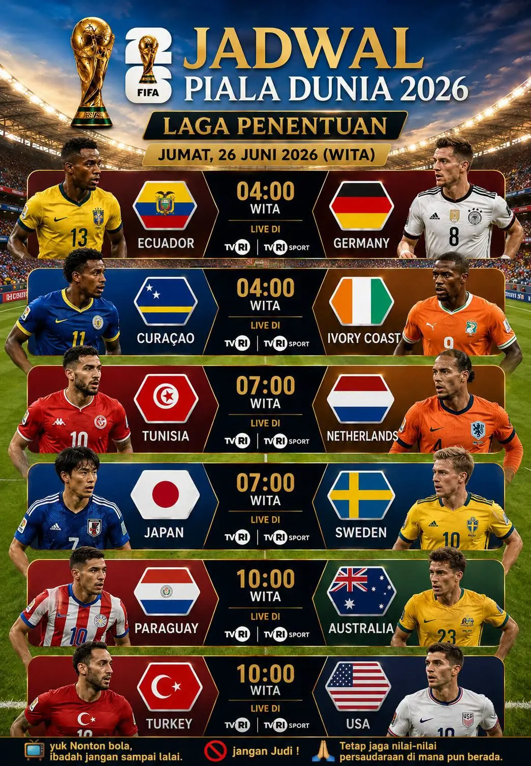Jadwal Piala Dunia 2026 – Jumat, 26 Juni 2026 (WITA) (FB: Muhammad Ashar)