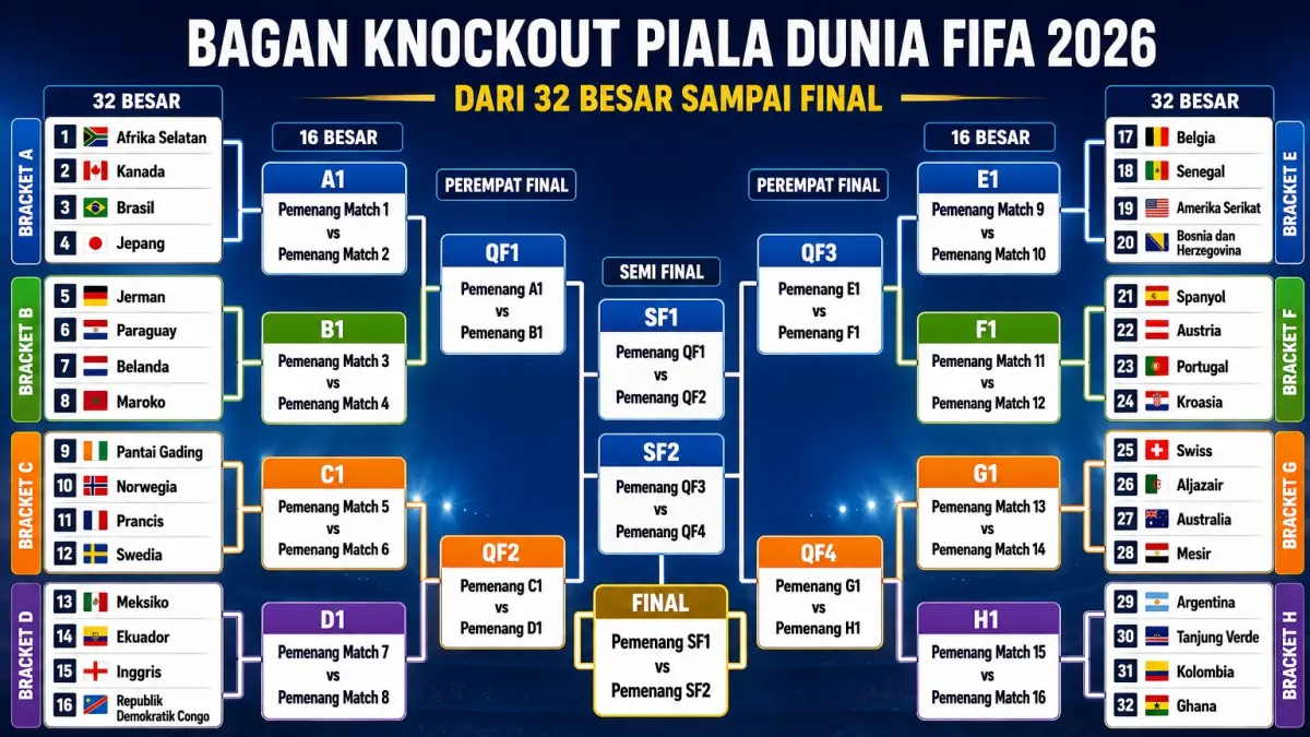 bagan babak 32 besar Piala Dunia 2026.