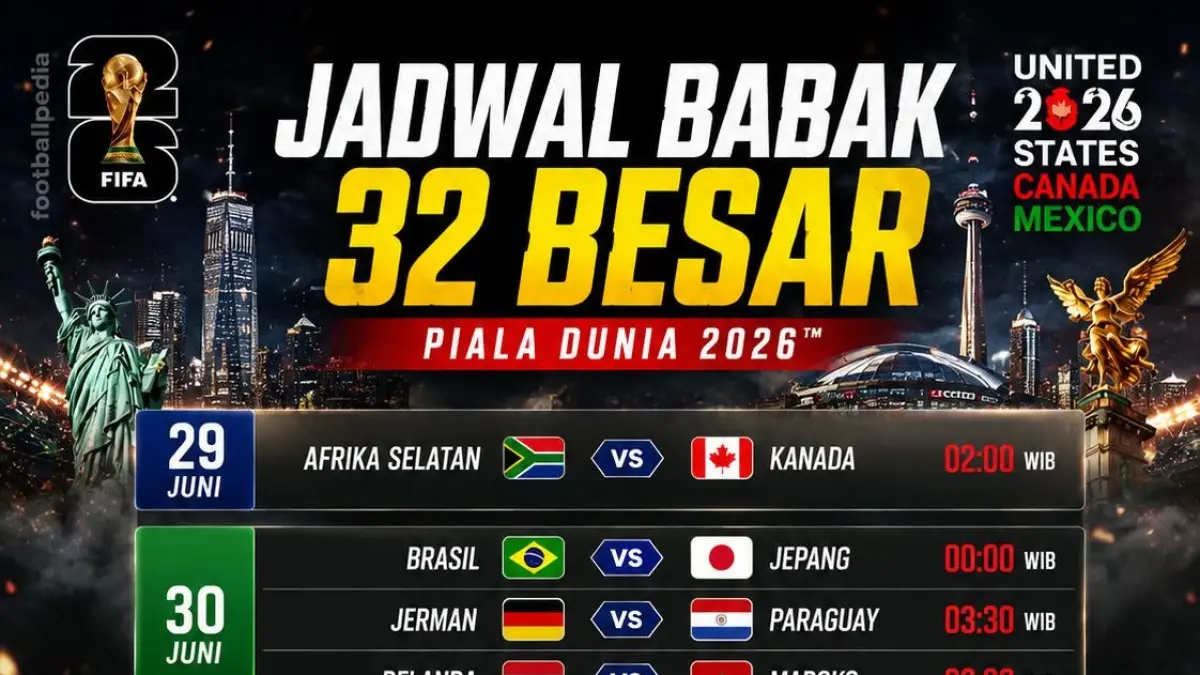 Jadwal Babak 32 Besar Piala Dunia 2026 (FB: FootballPedia.id)