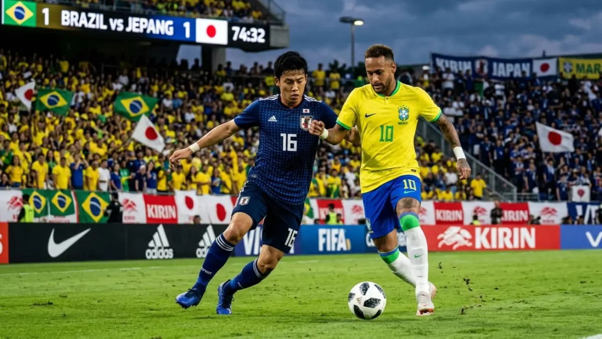 Ilustrasi Brasil VS Jepang. (M. ADHI SURYA/AI/RADAR JEMBER)