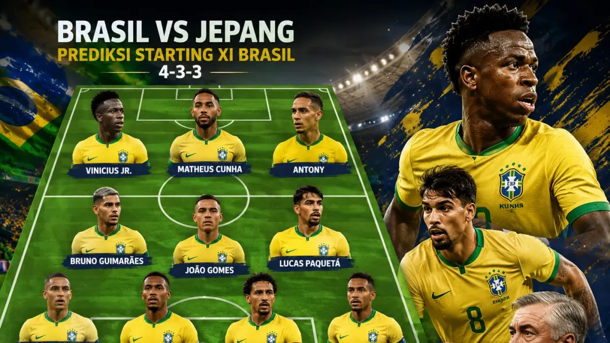 Ilustrasi prediksi starting xi Brasil lawan Jepang
