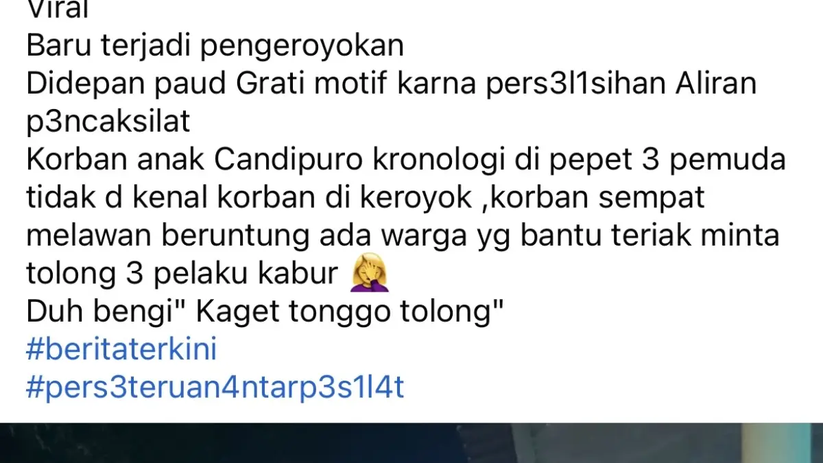 Tangkap layar, saat warga setelah melerai dugaan pengeroyokan di Lumajang, beberapa waktu lalu.